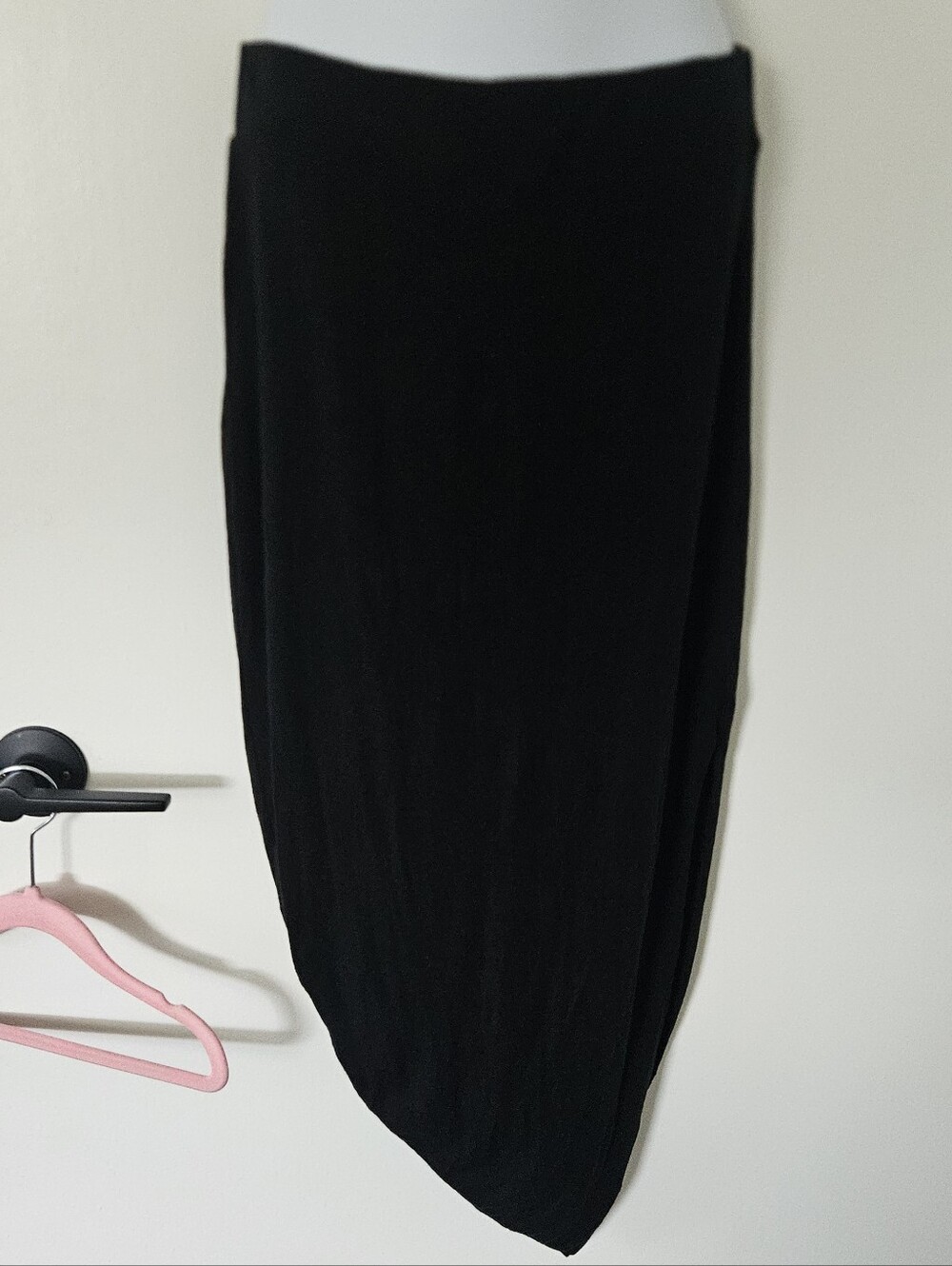 Benjamin Jay Womens Skirt S Midi Asymmetric Bias Black Witchy Bodycon Pull on